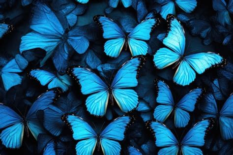 Premium Photo | Beautiful background of tropical blue butterflies