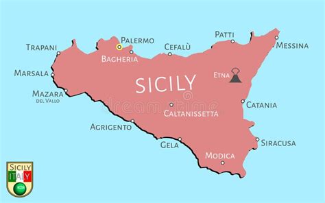 Map Of Italian Isle Of Sicily Stock Vector - Image: 54725295