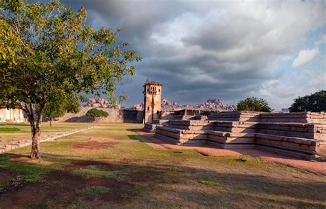 Premium Photo | Hampi or hampe also referred to as the group of monuments at hampi