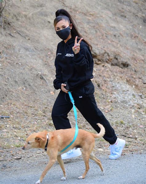 Ariana Grande in a Black Protective Mask Walks Her Dog Out in Beverly ...