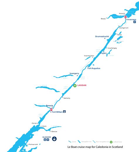 Le Boat cruise routes for Caledonian Canal