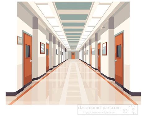 Teacher Clipart-students in the classroom showing an empty school hallway