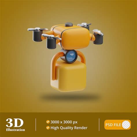 Premium PSD | Robotic drone object illustration 3d