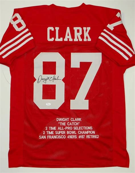 Dwight Clark Signed / Autographed Red Stat Jersey- JSA W Authenticated