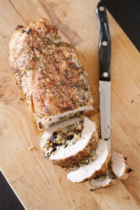 Get Your Grill On: Grilled Turkey Breast with Mushroom and Wild Rice Stuffing | Crumb: A Food Blog