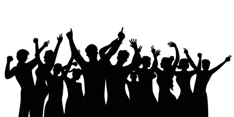 happy crowd people silhouette design. fun music party background ...