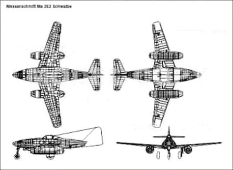 Messerschmitt Me 262 Schwalbe - 2D drawing (blueprints) - 67431 - Model ...