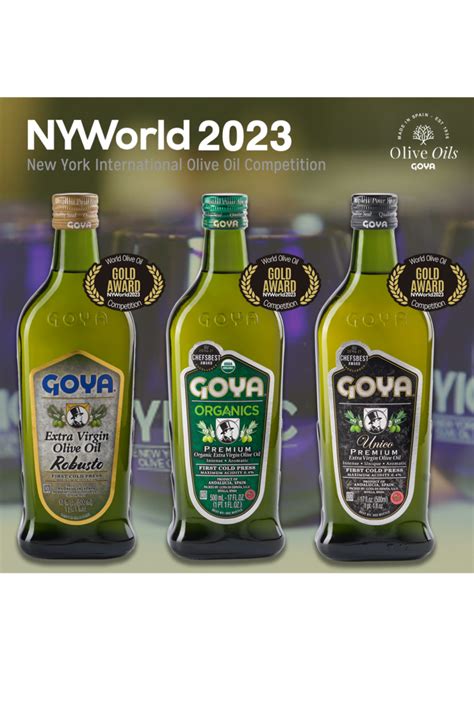 The 2023 NYIOOC recognizes Goya EVOOs - Goya Olive Oils