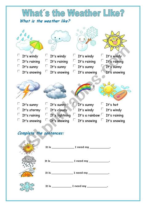 Weather Chart Worksheet For Kids