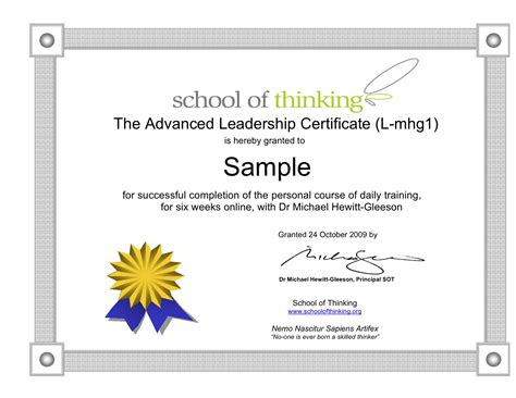 Advanced Leadership Certificate SOT – School of Thinking