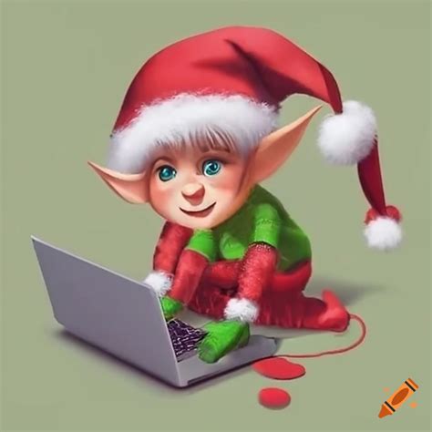 Christmas elves working on laptops on Craiyon