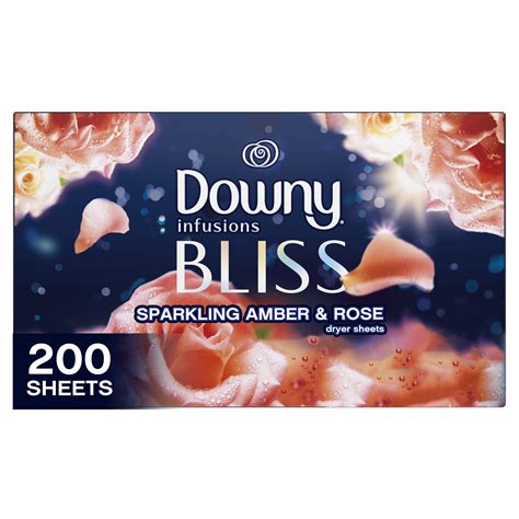 Downy Infusions Dryer Sheets, Bliss, Sparkling Amber & Rose, 200 ct ...