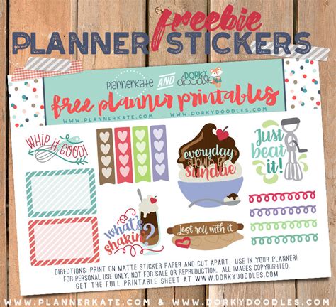 Baking Planner Sticker Freebie – Dorky Doodles