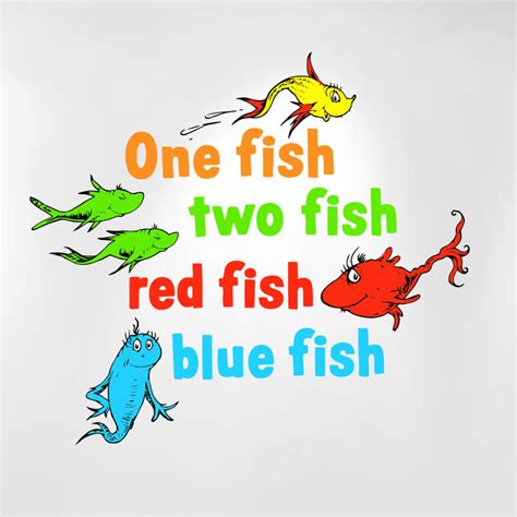 One Fish Two Fish Red Fish Blue Fish Dr Seuss Kids Wall Decal Peel And ...