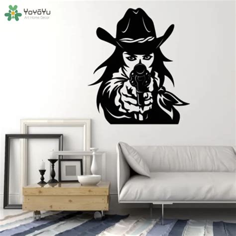 YOYOYU Wall Decal Western CowGirl Hat Pattern Vinyl Wall Stickers ...