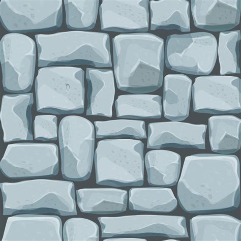 Stone wall from bricks, rock, game background in cartoon style, seamless textured surface. Ui ...