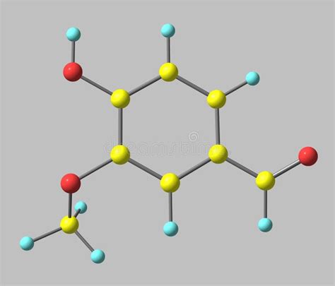 Vanillin Molecule Isolated on Grey Stock Illustration - Illustration of ...