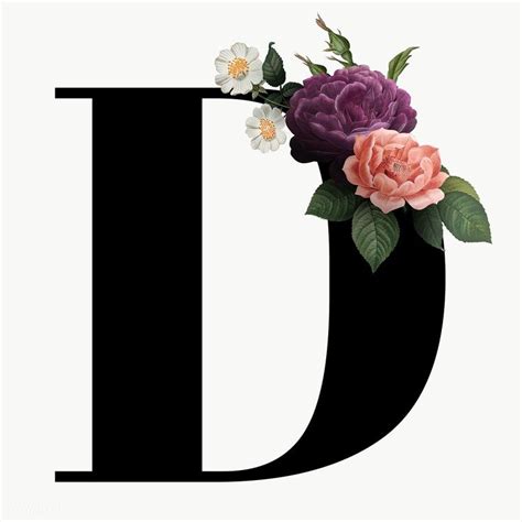 Classic and elegant floral alphabet font letter D transparent png ...