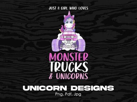 Monster Trucks & Unicorns Digital Png Design File Instant - Etsy