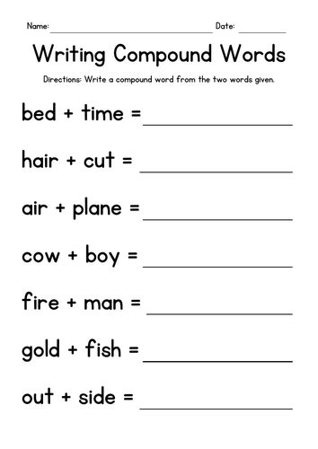 Writing Compound Words Worksheets | Teaching Resources