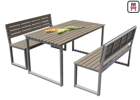 Plastic Wood Outdoor Restaurant Tables Commercial KD Patio Dining Sets ...