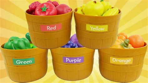 Learn COLORS Sorting and Counting with Fruits & Vegetables Toys and ...