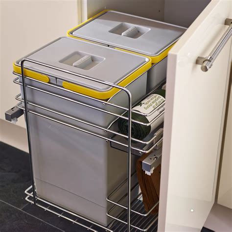 IT Kitchens Grey Rectangular Integrated Pull-Out Kitchen Bin | Departments | DIY at B&Q