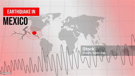 Earthquake In Mexico Background With Alarming Red Seismography And Mark ...