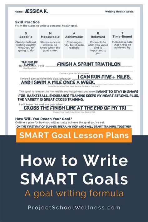 Smart Goals Worksheet For High School Students