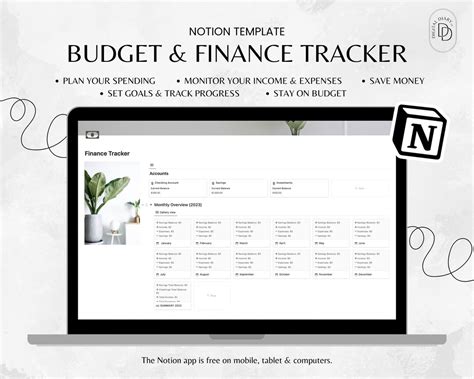 Notion Budget Template, Monthly Budget,notion Template Finance, Monthly ...