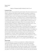 Bacterial Growth Lab Report.docx - Monica Zygula Lab 202 Influence of Temperature and pH on ...