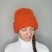 Fluffy Mohair Hat for Women Orange Fluffy Volumetric Cap Terracotta Color Winter Accessories ...