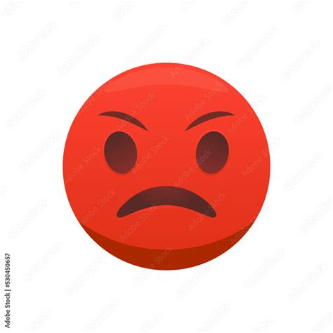 Angry emoji with red face, frowning mouth, Irritated emoji. Grumpy emoticon. Stock Vector ...