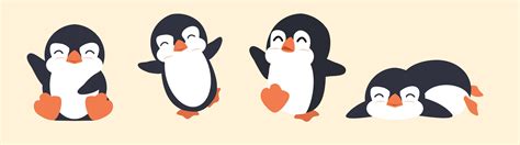 Cute fat penguin cartoon vector set 1876989 Vector Art at Vecteezy