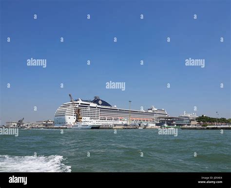 Venice cruise port terminal Marittima and MSC Musica Stock Photo - Alamy