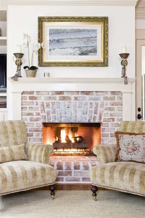 fireplace and chairs | Brick fireplace makeover, Home fireplace, Red ...