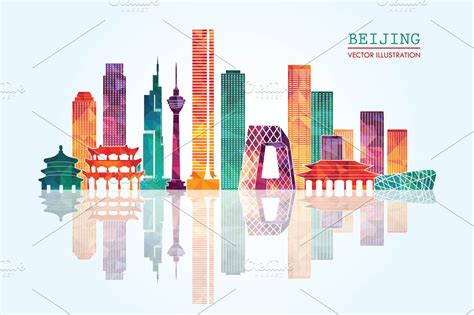 Beijing skyline. | Custom-Designed Illustrations ~ Creative Market