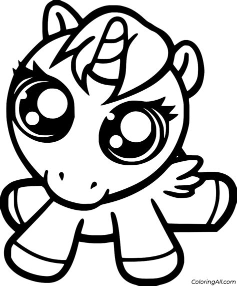 Baby Cute Unicorn Coloring Page - ColoringAll