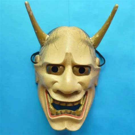 NOH MASK RETORO Oni Hannya wood carving Japanese Vintage Antique Wooden Mask $634.99 - PicClick