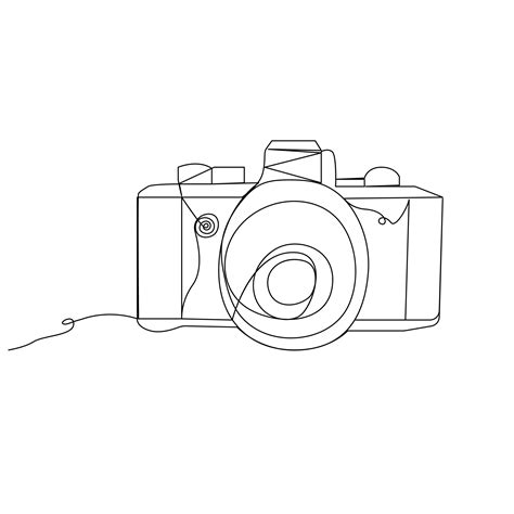 One line continuous camera outline vector art drawing 30909786 Vector Art at Vecteezy