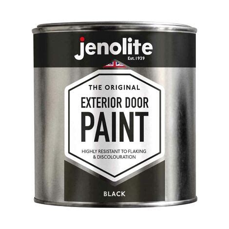 Black - 1 Litre Tin - JENOLITE Exterior Door Paint - Black - Metal & Wood Doors & Garage Doors