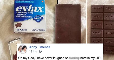 Writer 'Dying Of Laughter' After Husband Eats Bar Of Ex Lax Chocolate