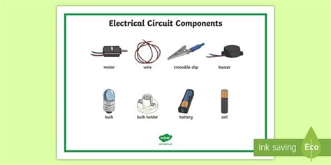 Year 4 Circuit Components Word Mat - science, electricity, KS2