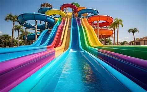 Premium AI Image | Beautiful water park with colorful water slides