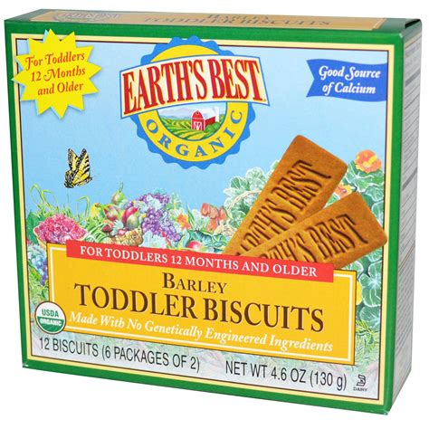 Earth's Best, Organic Toddler Biscuits, Barley, 12 Biscuits (6 Packages of 2) - iHerb