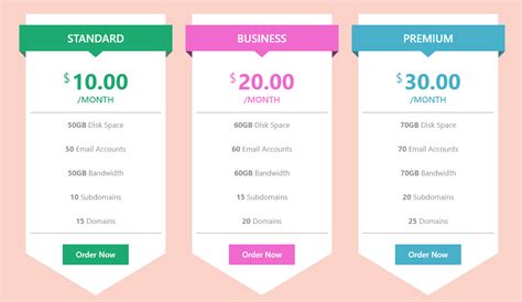 Pricing table template free download - GoSnippets