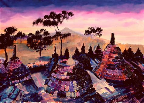 Download Indonesia Borobudur Artistic Oil Painting Art