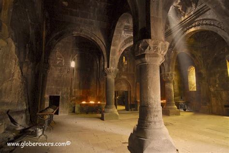 The interior of the Geghard Monastery, in the Kotayk province of ARMENIA. The monastery was ...