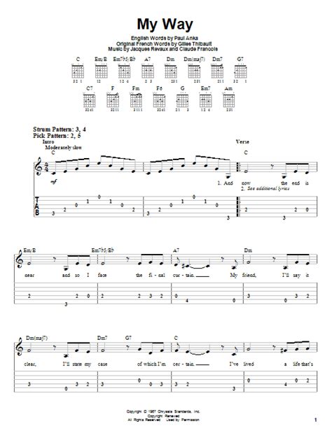 My Way by Paul Anka - Easy Guitar Tab - Guitar Instructor