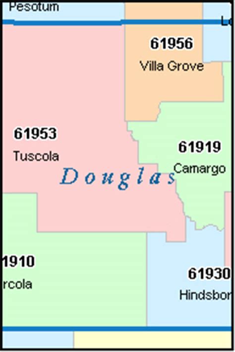 DOUGLAS County, Illinois Digital ZIP Code Map